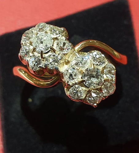 Bague 61 Bague toi et moi fleur en or rose 18 ct et diamants 58 Facettes 6912 A