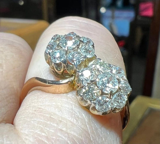 Bague 61 Bague toi et moi fleur en or rose 18 ct et diamants 58 Facettes 6912 A