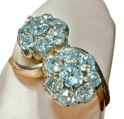 Bague 61 Bague toi et moi fleur en or rose 18 ct et diamants 58 Facettes 6912 A