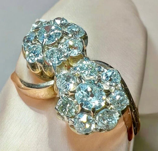 Bague 61 Bague toi et moi fleur en or rose 18 ct et diamants 58 Facettes 6912 A