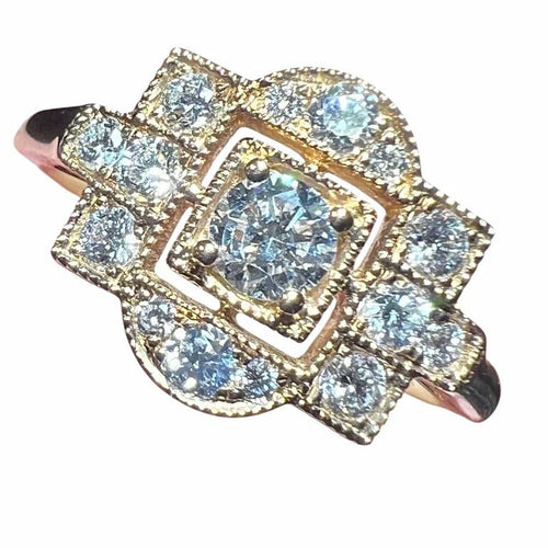 Bague 53 Bague - Pavage de 15 diamants en or rose 18 carats 58 Facettes 7624 A