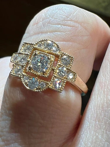Bague 53 Bague - Pavage de 15 diamants en or rose 18 carats 58 Facettes 7624 A