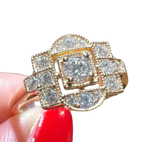 Bague 53 Bague - Pavage de 15 diamants en or rose 18 carats 58 Facettes 7624 A