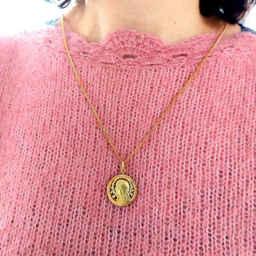 Pendentif Sellier - Médaille Vierge Marie ajourée en or jaune 18k 58 Facettes 234