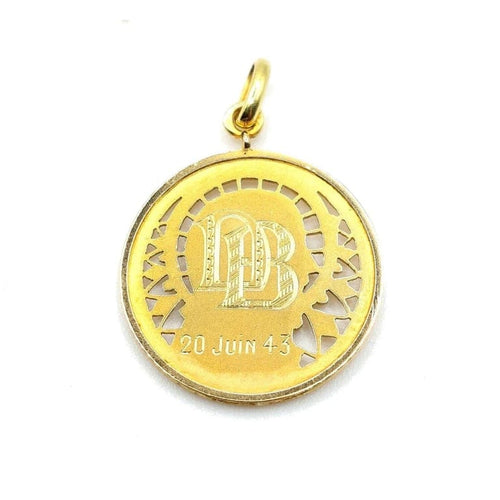 Pendentif Sellier - Médaille Vierge Marie ajourée en or jaune 18k 58 Facettes 234