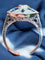 Bague 54 Bague Art déco en platine sertie de diamants et saphirs 58 Facettes 7821 A