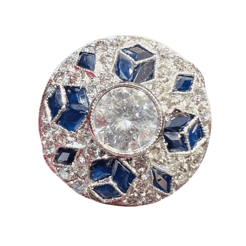 Bague 54 Bague Art déco en platine sertie de diamants et saphirs 58 Facettes 7821 A
