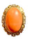 Bague 59 Bague années 1940 en or jaune 14 carats, corail cabochon et diamants 58 Facettes 7204 A