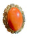 Bague 59 Bague années 1940 en or jaune 14 carats, corail cabochon et diamants 58 Facettes 7204 A