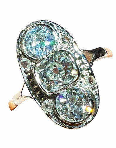 Bague 56 Bague Art nouveau en or 18 carats et diamants taille ancienne 1,70 ct 58 Facettes 7806 A