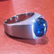 Bague 56 Bague chevalière en or blanc 18 carats et tourmaline bleue 58 Facettes 7824 A