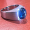 Bague 56 Bague chevalière en or blanc 18 carats et tourmaline bleue 58 Facettes 7824 A