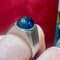 Bague 56 Bague chevalière en or blanc 18 carats et tourmaline bleue 58 Facettes 7824 A