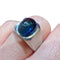 Bague 56 Bague chevalière en or blanc 18 carats et tourmaline bleue 58 Facettes 7824 A
