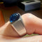 Bague 56 Bague chevalière en or blanc 18 carats et tourmaline bleue 58 Facettes 7824 A