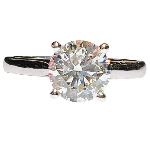 Bague 53 Bague solitaire en or blanc 18 carats avec diamant 1,51 ct 58 Facettes 7866 A