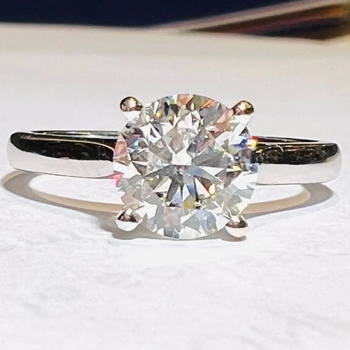 Bague 53 Bague solitaire en or blanc 18 carats avec diamant 1,51 ct 58 Facettes 7866 A
