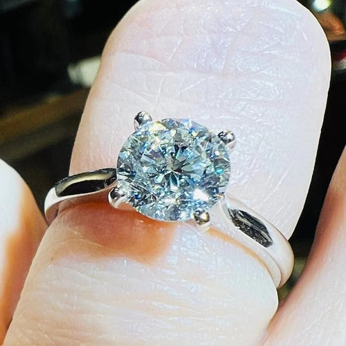 Bague 53 Bague solitaire en or blanc 18 carats avec diamant 1,51 ct 58 Facettes 7866 A