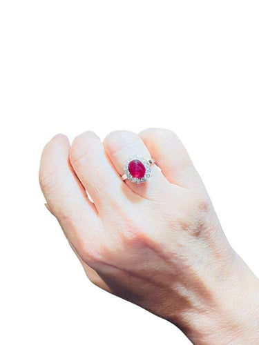 Bague 52 Bague Pompadour en or blanc 18 carats, rubis et diamants 58 Facettes 4620 A