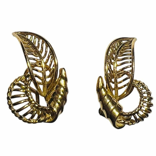 Boucles d'oreilles Boucles d’oreilles clips feuillage à volutes en or jaune 18 carats 58 Facettes 7912 A