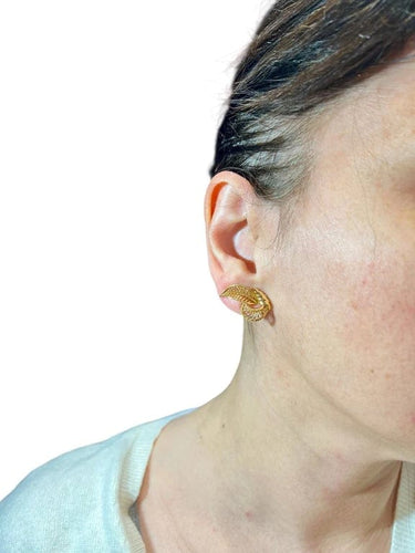 Boucles d'oreilles Boucles d’oreilles clips feuillage à volutes en or jaune 18 carats 58 Facettes 7912 A