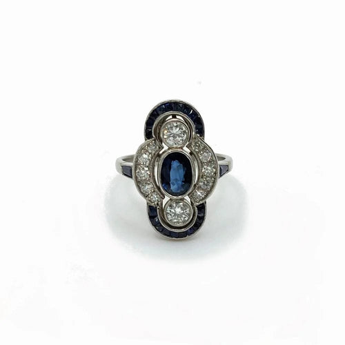 Bague 54 Infinita - Bague Art déco en platine 850, saphir et diamants 58 Facettes 214