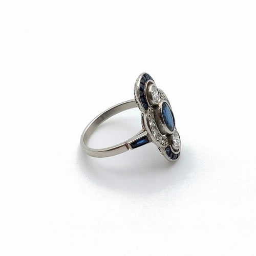Bague 54 Infinita - Bague Art déco en platine 850, saphir et diamants 58 Facettes 214