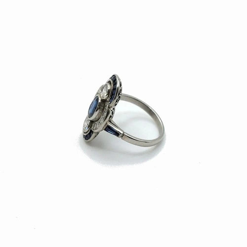 Bague 54 Infinita - Bague Art déco en platine 850, saphir et diamants 58 Facettes 214