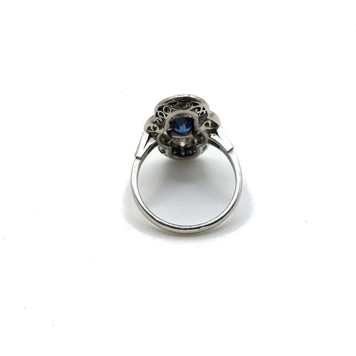 Bague 54 Infinita - Bague Art déco en platine 850, saphir et diamants 58 Facettes 214