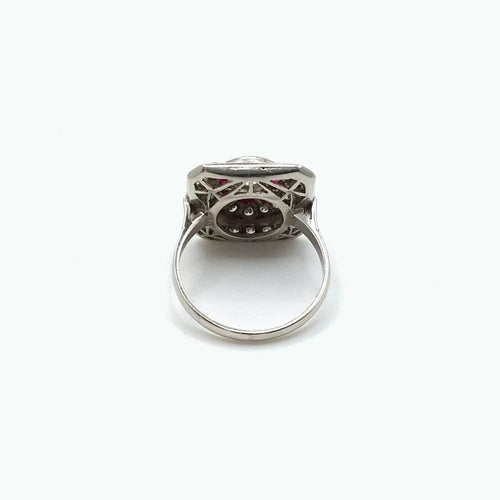 Bague 53.5 Bague Pyramide - Art déco en platine 850, diamants et rubis 58 Facettes 213