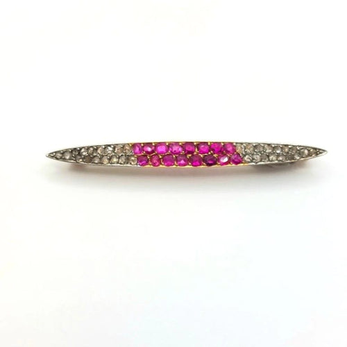 Broche Rubelia - Broche barrette en or 18k et diamants, rubis 58 Facettes 199