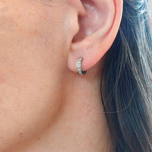 Boucles d'oreilles Lunaria - Créoles en or blanc 18k et diamants 58 Facettes 198