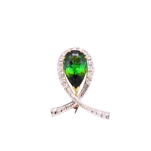 Pendentif Attache - Pendentif-broche en or jaune et or blanc 18k, tourmaline et diamants 58 Facettes 179