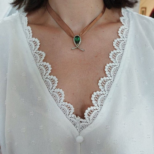 Pendentif Attache - Pendentif-broche en or jaune et or blanc 18k, tourmaline et diamants 58 Facettes 179