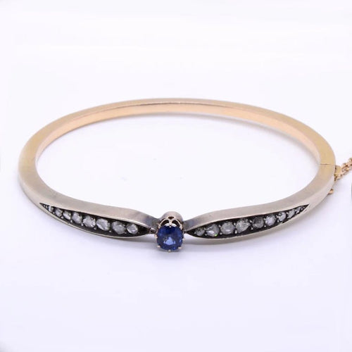 Bracelet Bracelet nœud XIXe siècle en or jaune 18k, argent, saphir et diamants 58 Facettes 150