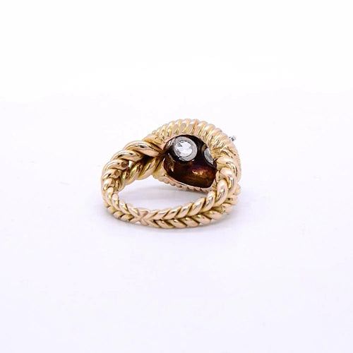 Bague 52 Rocaille - Bague en or jaune 18k et deux diamants taille ancienne 58 Facettes 149