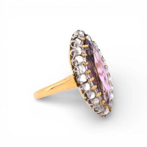 Bague 50 Bague marquise Belle Époque en or jaune 18 carats, améthyste et diamants 58 Facettes 464