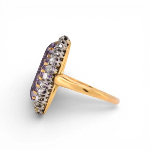 Bague 50 Bague marquise Belle Époque en or jaune 18 carats, améthyste et diamants 58 Facettes 464