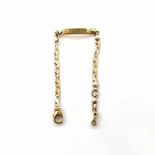 Bracelet Gourmette enfant bicolore en or jaune et gris 14K 58 Facettes 238