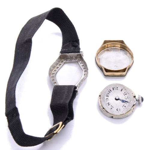 Montre Daisy - Montre de dame Art déco en platine et diamants 58 Facettes 114