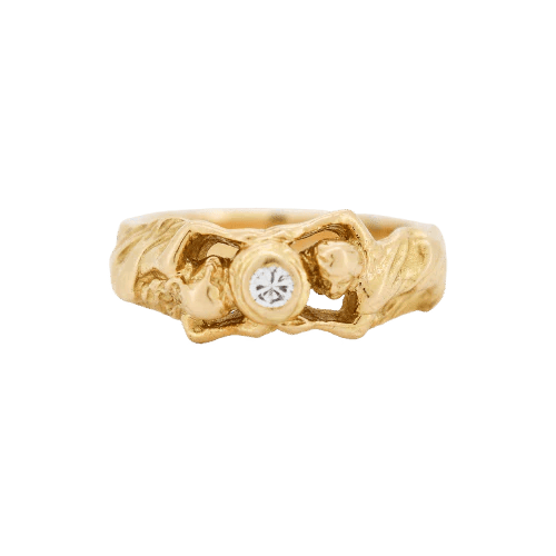 Bague 60 Bague Art nouveau décor de femmes en or jaune 18 carats et diamant 58 Facettes 233