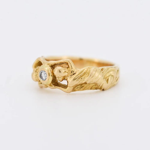 Bague 60 Bague Art nouveau décor de femmes en or jaune 18 carats et diamant 58 Facettes 233