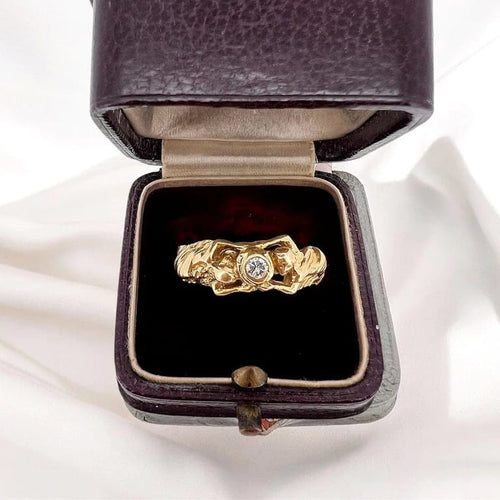 Bague 60 Bague Art nouveau décor de femmes en or jaune 18 carats et diamant 58 Facettes 233
