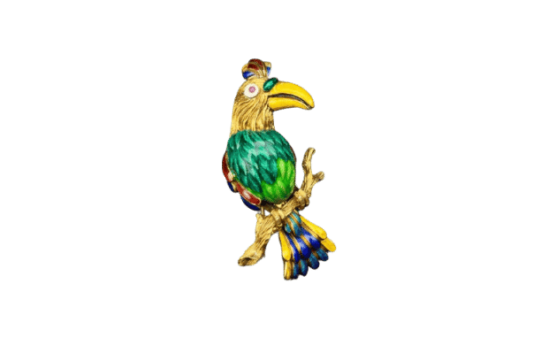 Broche Broche perroquet précieux en or jaune et émail 58 Facettes