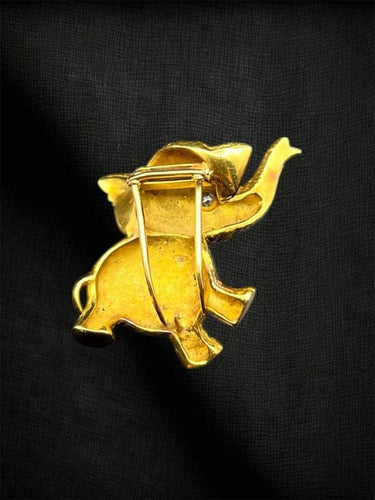 Broche Broche « Dumbo » éléphant en émaux verts et diamant 58 Facettes