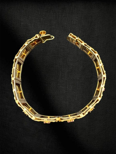 Bracelet Bracelet « Broderie féerique » en filigrane d’or avec saphirs et rubis 58 Facettes