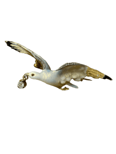 Broche Broche « Jonathan Livingston » en or jaune 585, diamants, émail et rubis 58 Facettes