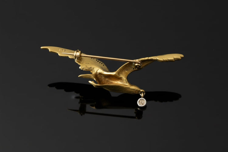 Broche Broche « Jonathan Livingston » en or jaune 585, diamants, émail et rubis 58 Facettes