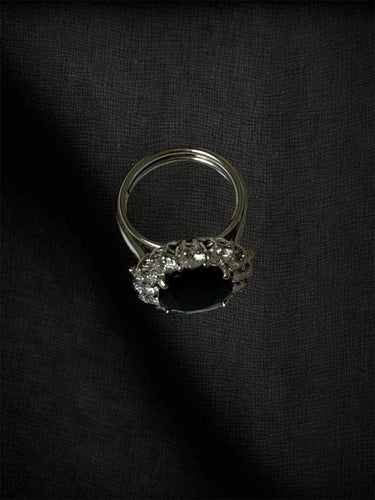 Bague 52 Cœur de l’Océan - Bague marguerite en or blanc 750, saphir et diamants 58 Facettes