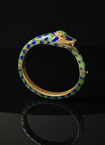 Bracelet Eva - Bracelet serpent en or jaune et émail, années 1920 58 Facettes